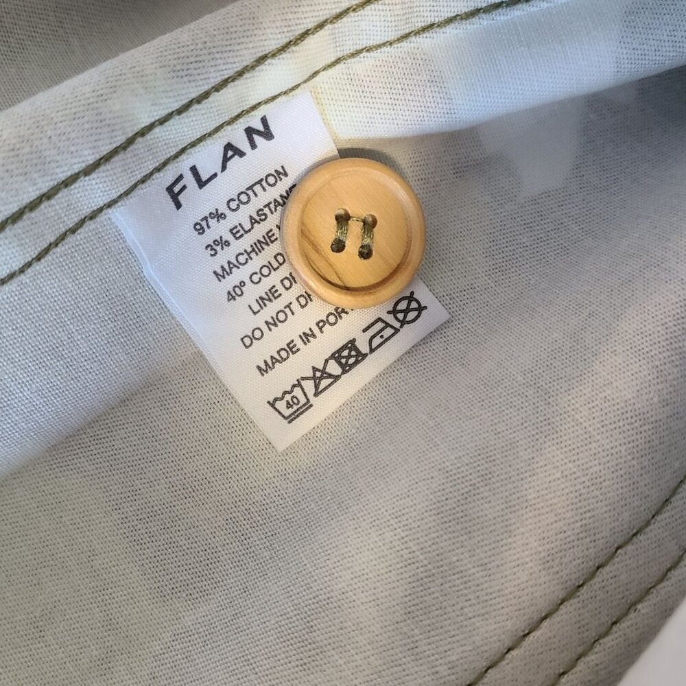 Flan Labs Printed Denim Jacket Men M Green Grapes Button Up NEW Art to Wear $495 - Picture 8 of 11
